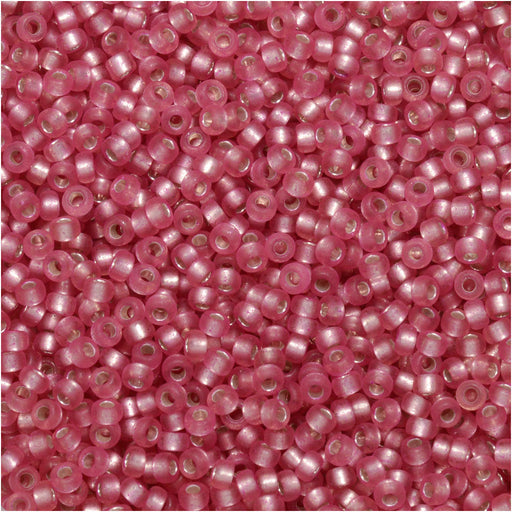Miyuki Round Seed Beads, 15/0, #91627 Semi-Matte Silver Dark Rose (8.2 Gram Tube)
