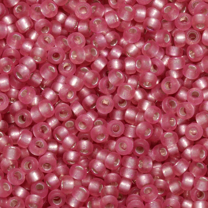 Miyuki Round Seed Beads, 15/0, #91627 Semi-Matte Silver Dark Rose (8.2 Gram Tube)