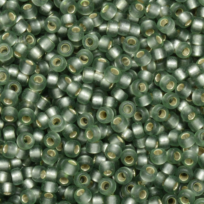 Miyuki Round Seed Beads, 15/0, #91630 Semi-Matte Silver Lined Light Green (8.2 Gram Tube)