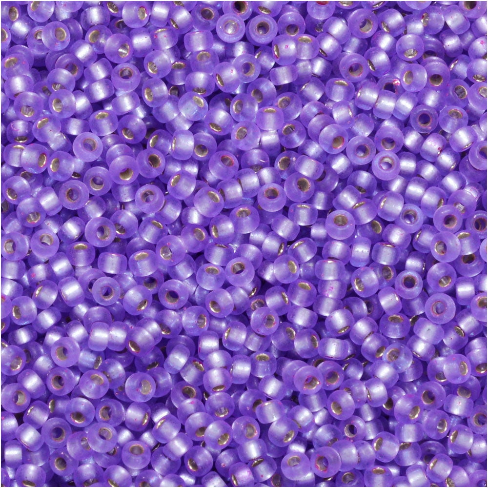 Miyuki Round Seed Beads, 15/0, #91654 Semi-Matte Silver Lined Purple (8.2 Gram Tube)