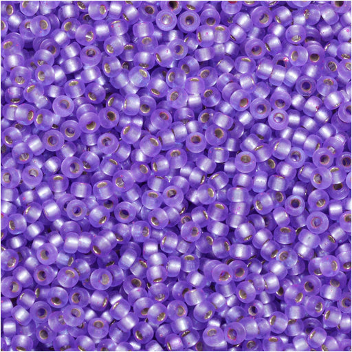 Miyuki Round Seed Beads, 15/0, #91654 Semi-Matte Silver Lined Purple (8.2 Gram Tube)