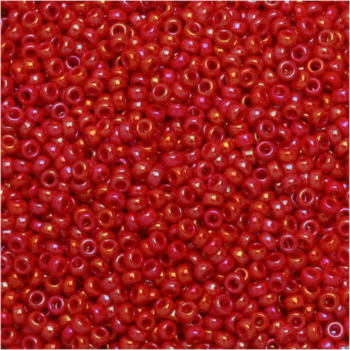 Miyuki Round Seed Beads, 15/0, #91943 Opaque Red Luster (8.2 Gram Tube)