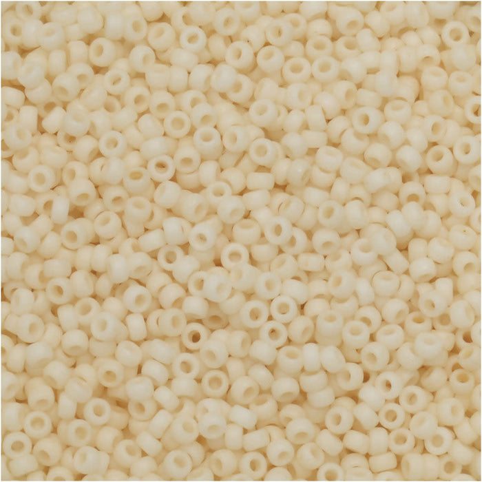 Miyuki Round Seed Beads, 15/0, #92021 Matte Cream (8.2 Gram Tube)