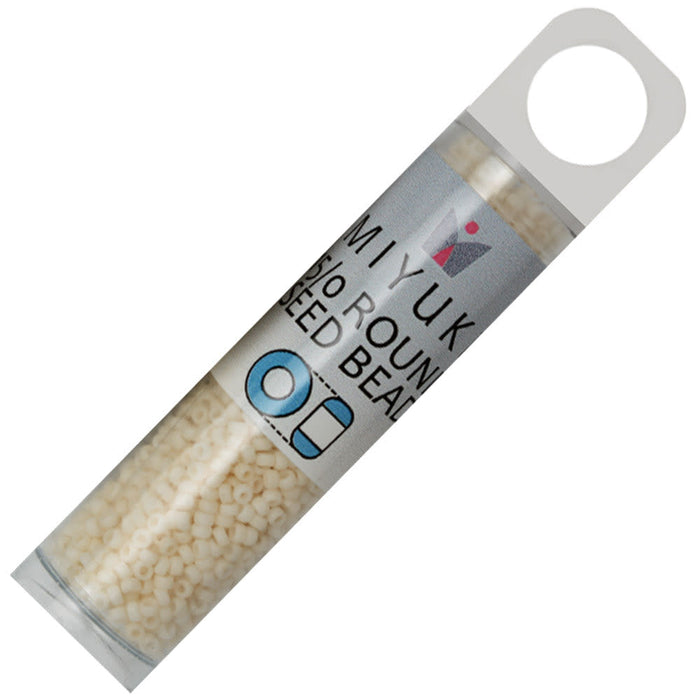 Miyuki Round Seed Beads, 15/0, #92021 Matte Cream (8.2 Gram Tube)