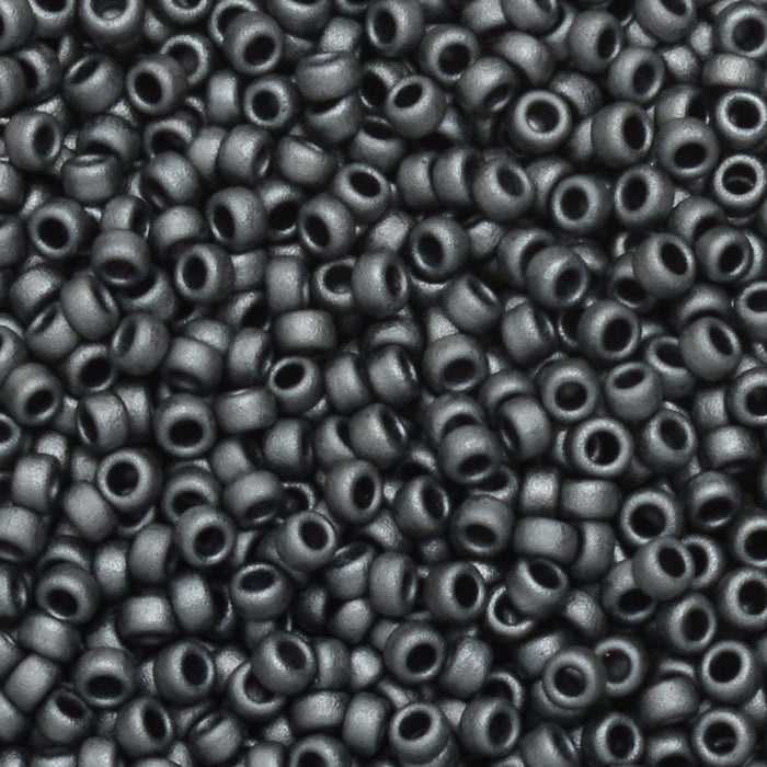 Miyuki Round Seed Beads, 15/0, #92065 Matte Dark Gray (8.2 Gram Tube)
