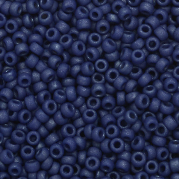 Miyuki Round Seed Beads, 15/0, #92075 Matte Metallic Cobalt Blue (8.2 Gram Tube)