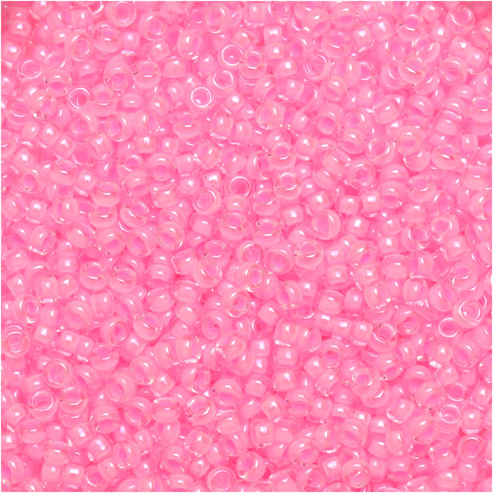 Miyuki Round Seed Beads, 15/0, #9207 Pink Lined Crystal (8.2 Gram Tube)