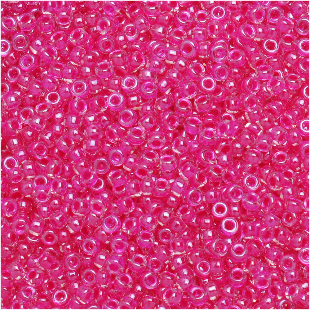 Miyuki Round Seed Beads, 15/0, #9209 Fuchsia Lined Crystal (8.2 Gram Tube)