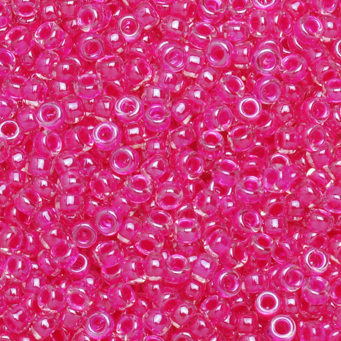 Miyuki Round Seed Beads, 15/0, #9209 Fuchsia Lined Crystal (8.2 Gram Tube)