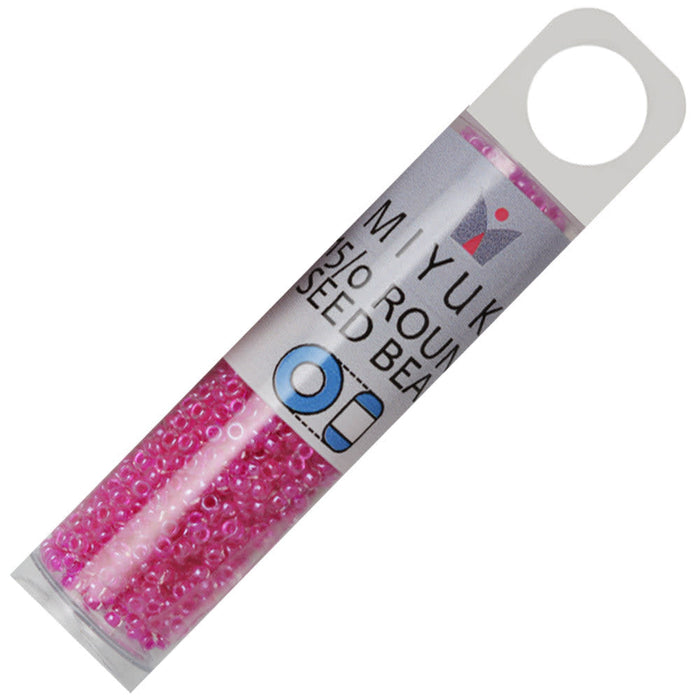 Miyuki Round Seed Beads, 15/0, #9209 Fuchsia Lined Crystal (8.2 Gram Tube)