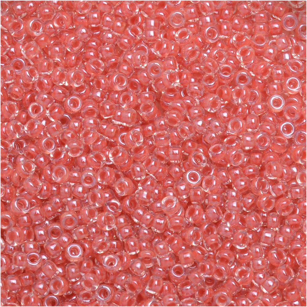 Miyuki Round Seed Beads, 15/0, #9214 Salmon Lined Crystal (8.2 Gram Tube)