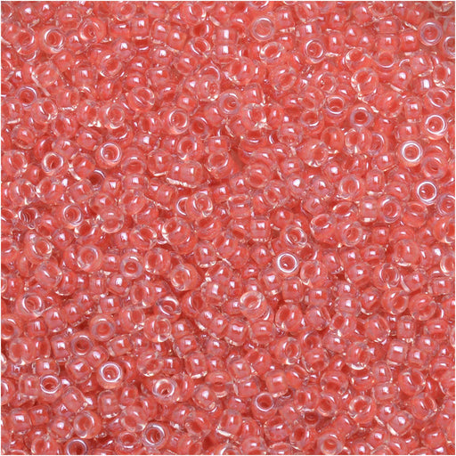 Miyuki Round Seed Beads, 15/0, #9214 Salmon Lined Crystal (8.2 Gram Tube)