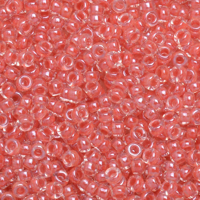 Miyuki Round Seed Beads, 15/0, #9214 Salmon Lined Crystal (8.2 Gram Tube)