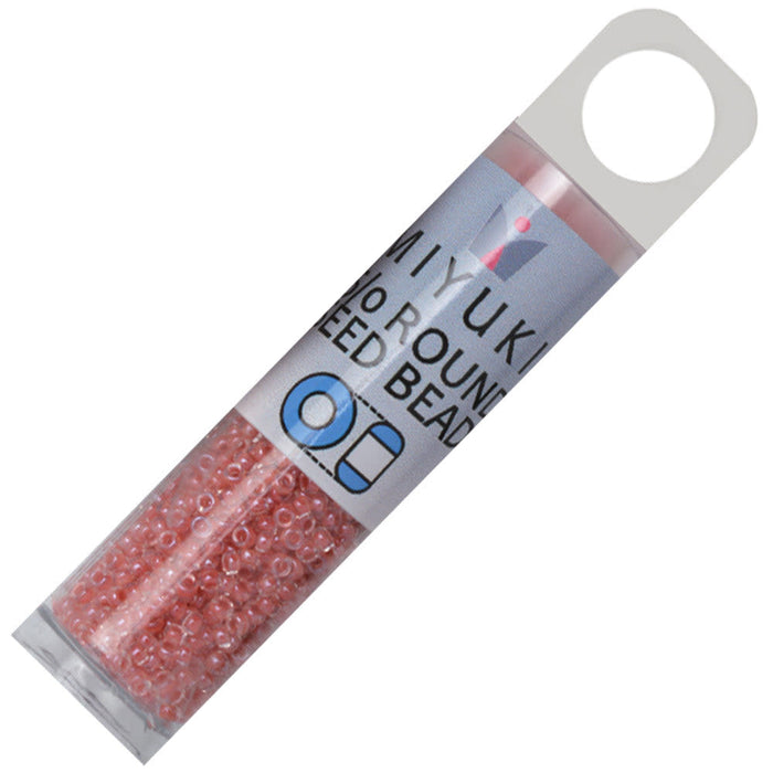 Miyuki Round Seed Beads, 15/0, #9214 Salmon Lined Crystal (8.2 Gram Tube)