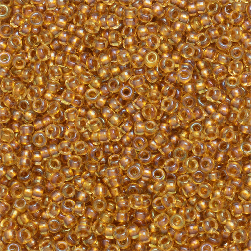 Miyuki Round Seed Beads, 15/0, #92196 Topaz Lined AB (8.2 Gram Tube)