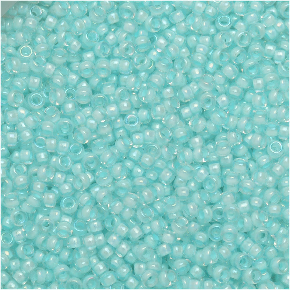 Miyuki Round Seed Beads, 15/0, #92207 Aqua Mist Lined AB (8.2 Gram Tube)