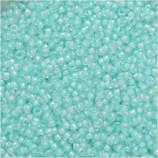 Miyuki Round Seed Beads, 15/0, #92207 Aqua Mist Lined AB (8.2 Gram Tube)