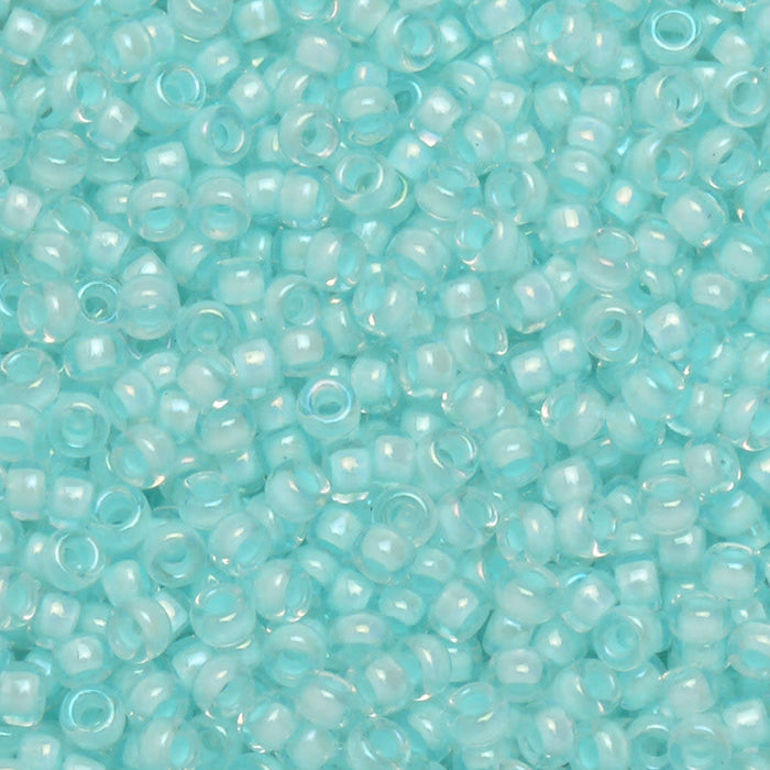 Miyuki Round Seed Beads, 15/0, #92207 Aqua Mist Lined AB (8.2 Gram Tube)