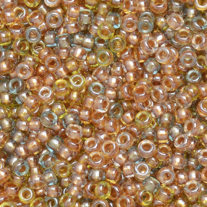 Miyuki Round Seed Beads, 15/0, #93051 Aqua Gold Metallic Mix (8.2 Gram Tube)