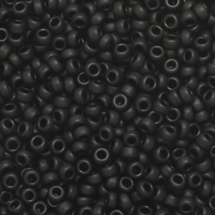Miyuki Round Seed Beads, 15/0, #9401F Matte Black (8.2 Gram Tube)