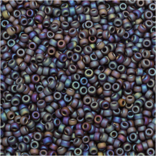 Miyuki Round Seed Beads, 15/0, #9409FR Matte Opaque Brown AB (8.2 Gram Tube)