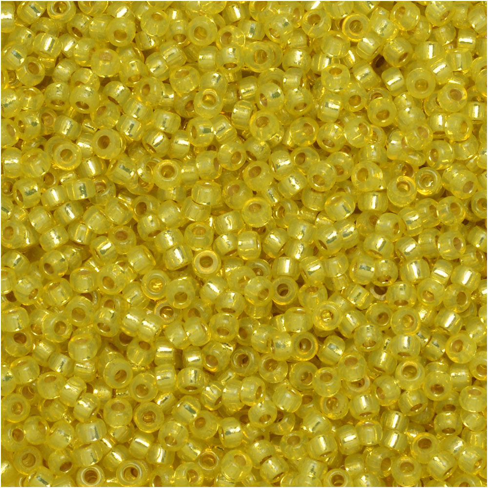 Miyuki Round Seed Beads, 15/0, #94236 Duracoat Silver Lined Dyed Yellow (8.2 Gram Tube)