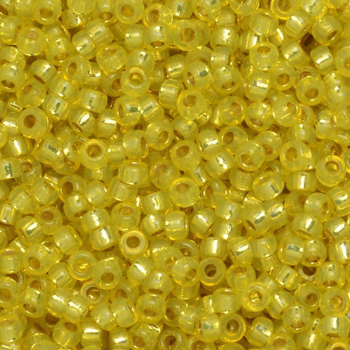 Miyuki Round Seed Beads, 15/0, #94236 Duracoat Silver Lined Dyed Yellow (8.2 Gram Tube)