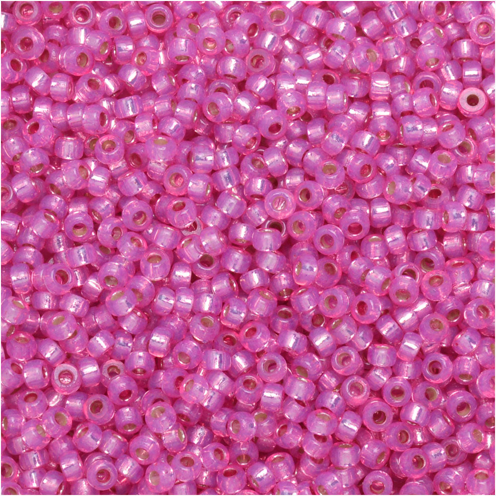 Miyuki Round Seed Beads, 15/0, #94238 Duracoat Silver Lined Dyed Paris Pink (8.2 Gram Tube)
