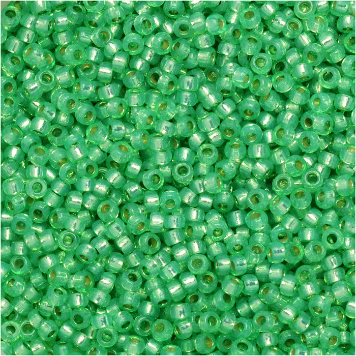 Miyuki Round Seed Beads, 15/0, #94240 Duracoat Silver Lined Dyed Mint Green (8.2 Gram Tube)