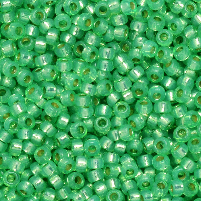 Miyuki Round Seed Beads, 15/0, #94240 Duracoat Silver Lined Dyed Mint Green (8.2 Gram Tube)