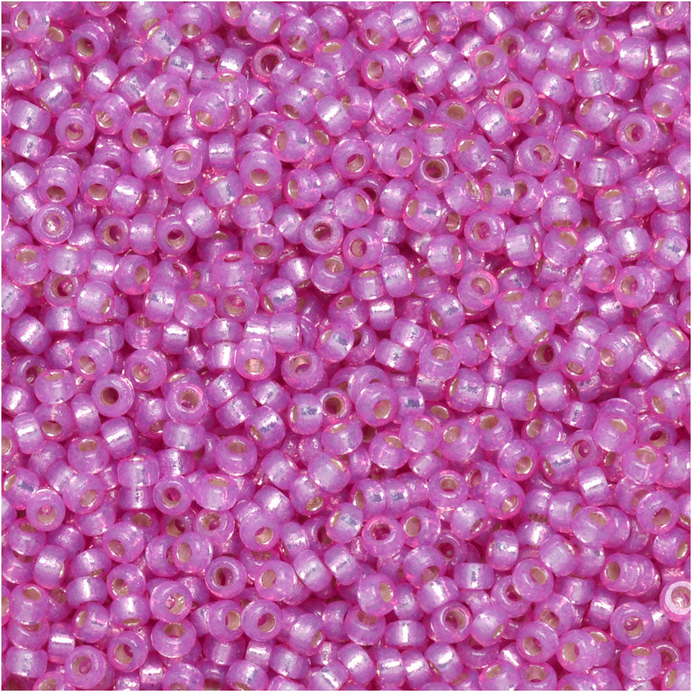 Miyuki Round Seed Beads, 15/0, #94246 Duracoat Silver Lined Dyed Lilac (8.2 Gram Tube)