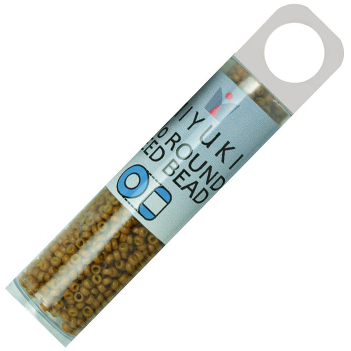 Miyuki Round Seed Beads, 15/0, #94460 Duracoat Opaque Dyed Yellow Olive (8.2 Gram Tube)