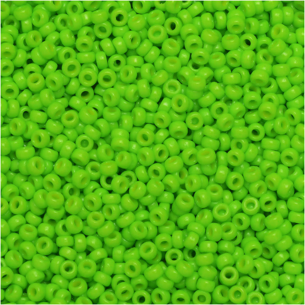 Miyuki Round Seed Beads, 15/0, #94471 Duracoat Opaque Dyed Neon Green (8.2 Gram Tube)