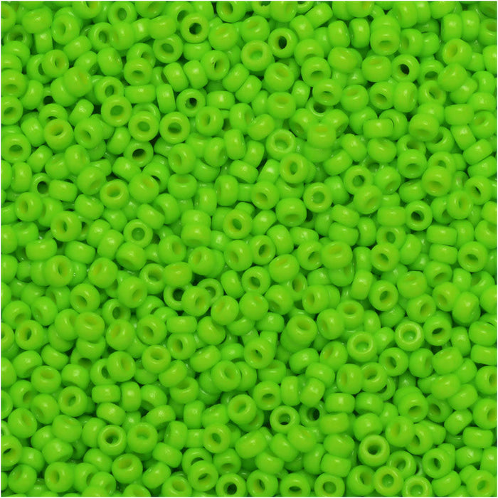 Miyuki Round Seed Beads, 15/0, #94471 Duracoat Opaque Dyed Neon Green (8.2 Gram Tube)