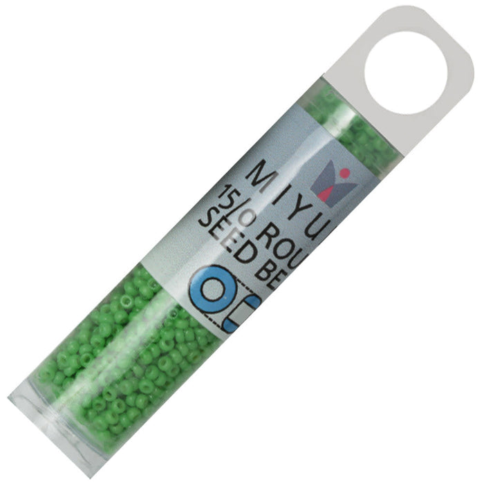 Miyuki Round Seed Beads, 15/0, #94476 Duracoat Opaque Dyed Grass (8.2 Gram Tube)
