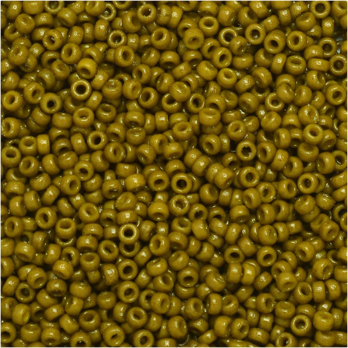 Miyuki Round Seed Beads, 15/0, #94491 Duracoat Opaque Dyed Olive (8.2 Gram Tube)