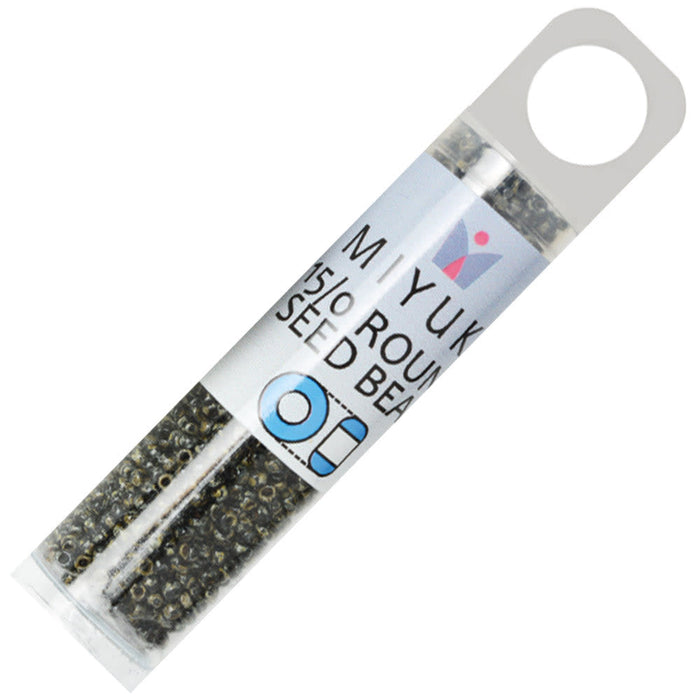 Miyuki Round Seed Beads, 15/0, #94511 Picasso Smoky Black Matte (8.2 Gram Tube)