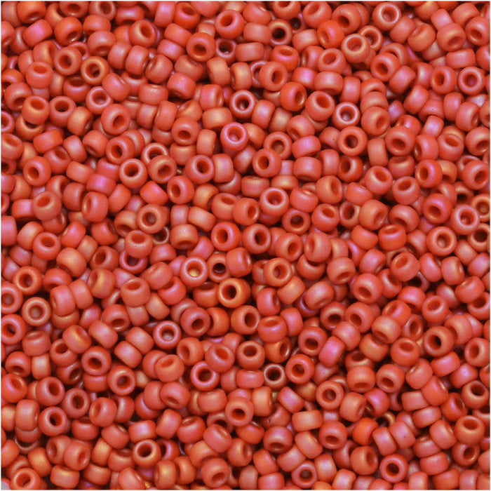 Miyuki Round Seed Beads, 15/0, #94695 Frost Opaque Glaze Rainbow Cardinal (8.2 Gram Tube)