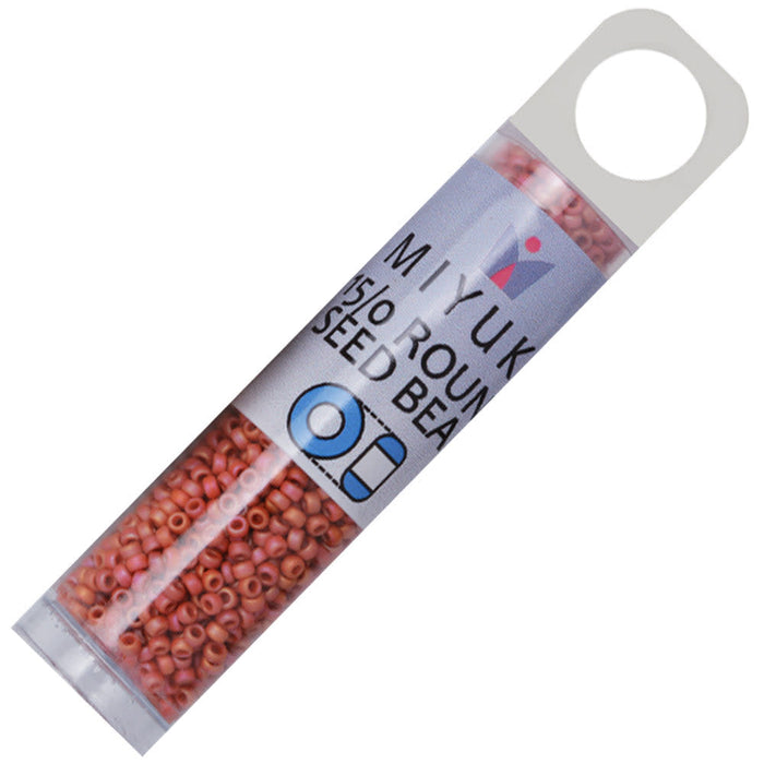 Miyuki Round Seed Beads, 15/0, #94695 Frost Opaque Glaze Rainbow Cardinal (8.2 Gram Tube)