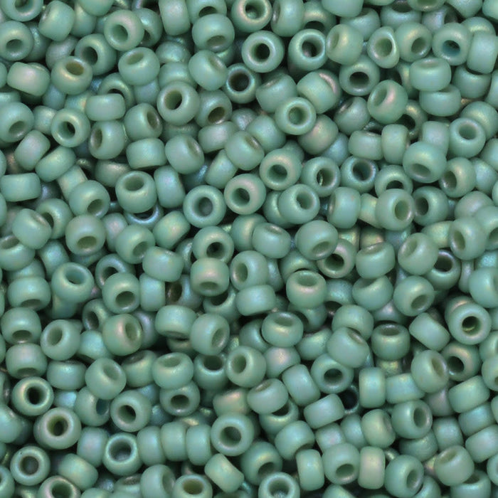 Miyuki Round Seed Beads, 15/0, #94701 Frost Opaque Glaze Rainbow Celadon (8.2 Gram Tube)