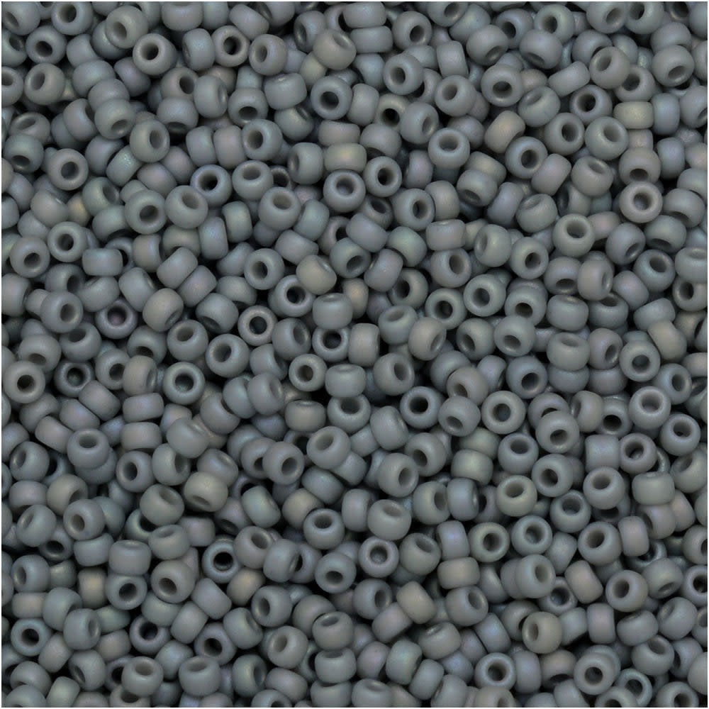 Miyuki Round Seed Beads, 15/0, #94705 Frost Opaque Glaze Rainbow Cadet Gray (8.2 Gram Tube)