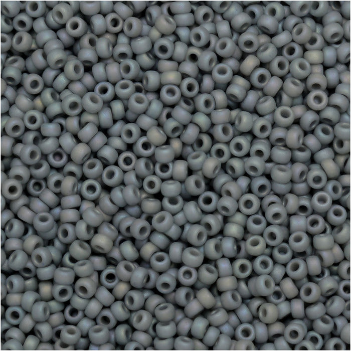 Miyuki Round Seed Beads, 15/0, #94705 Frost Opaque Glaze Rainbow Cadet Gray (8.2 Gram Tube)