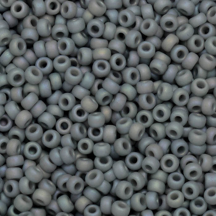 Miyuki Round Seed Beads, 15/0, #94705 Frost Opaque Glaze Rainbow Cadet Gray (8.2 Gram Tube)