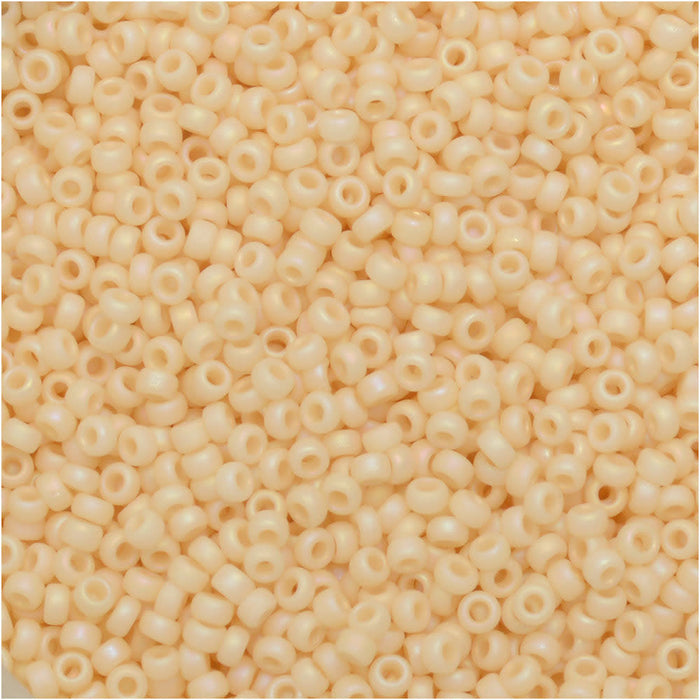 Miyuki Round Seed Beads, 15/0, #9492FR Matte Opaque Cream AB (8.2 Gram Tube)