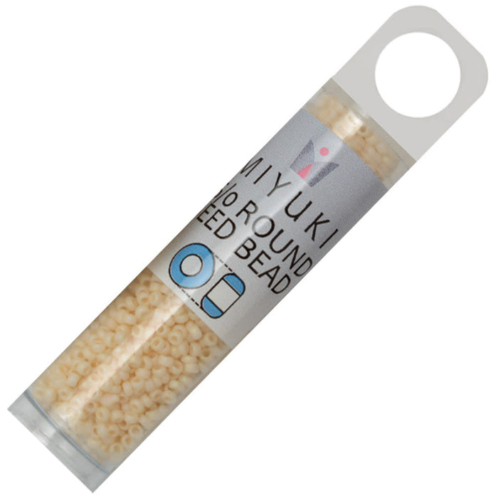 Miyuki Round Seed Beads, 15/0, #9492FR Matte Opaque Cream AB (8.2 Gram Tube)