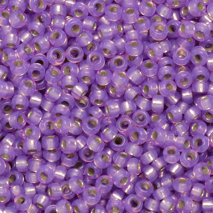 Miyuki Round Seed Beads, 15/0, #9574 Dyed Lilac Silver Lined Alabaster (8.2 Gram Tube)