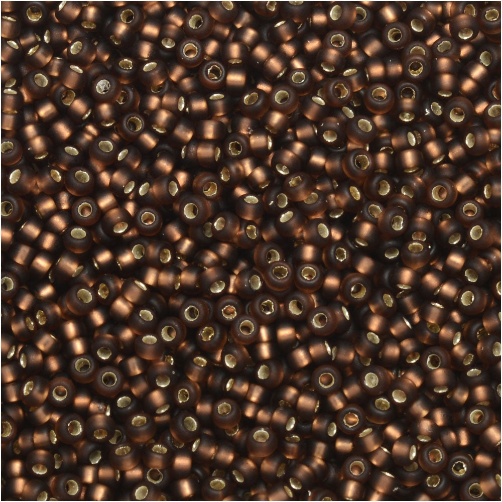 Miyuki Round Seed Beads, 15/0, #95F Matte Silver Lined Dark Topaz (8.2 Gram Tube)