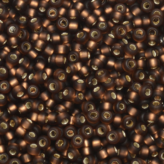 Miyuki Round Seed Beads, 15/0, #95F Matte Silver Lined Dark Topaz (8.2 Gram Tube)