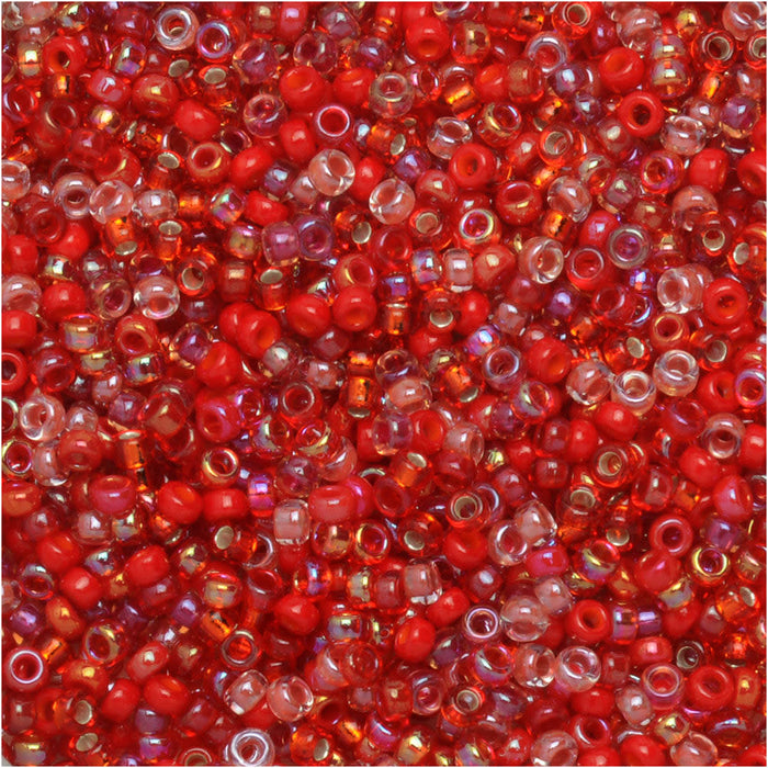 Miyuki Round Seed Beads, 15/0, #9MIX52 Red Medley Mix (8.2 Gram Tube)