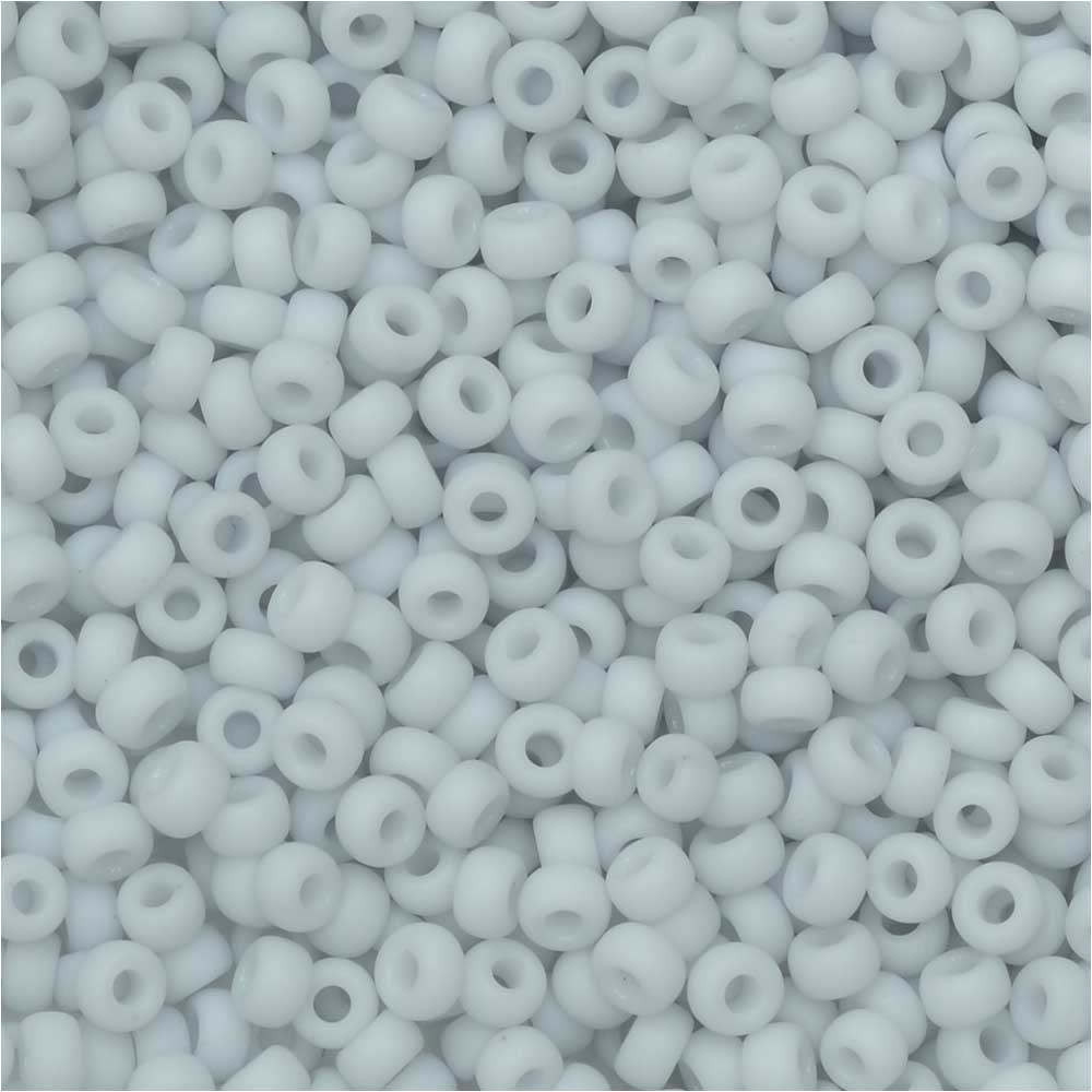 Miyuki Round Seed Beads, 11/0, #2026 Frosted Palest Gray (8.5 Gram Tube)